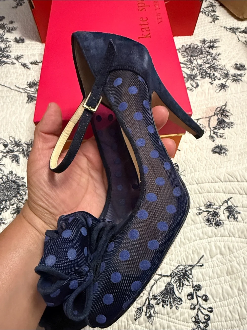 Kate Spade Navy Mesh Suede 6 M Italy